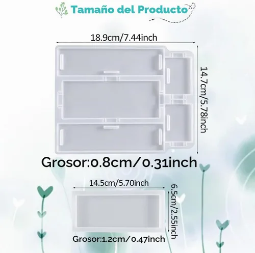 Vista 4 de Caja de almacenamiento, molde de resina, molde rectangular con tapas, funda de resina epoxi para hacer joyas, lápices, maquillaje, organizador