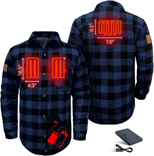 Vista 10 de ActionHeat Camisa de franela calentada con batería de 5 V - Sistema de calefacción de tres zonas, 3 ajustes de calor, paneles de calefacción