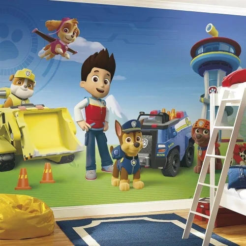 Vista 2 de RoomMates JL1341M Paw Patrol - Mural de pared extraíble en aerosol activado por agua y palo, 10.5 pies x 6 pies
