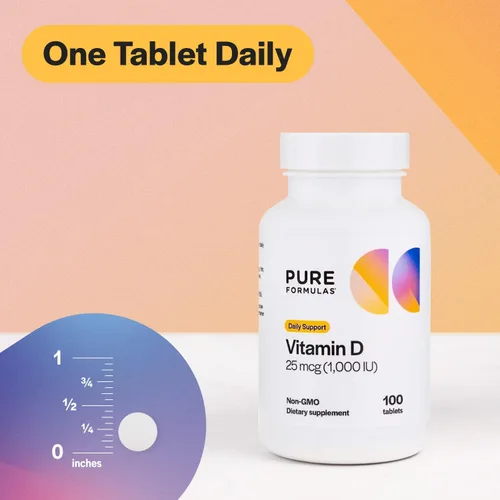 Vista 4 de PureFormulas Vitamina D3 1,000 UI 25 mcg - Suplemento de vitamina D premium para la formación saludable de huesos, dientes, salud cardiovascular