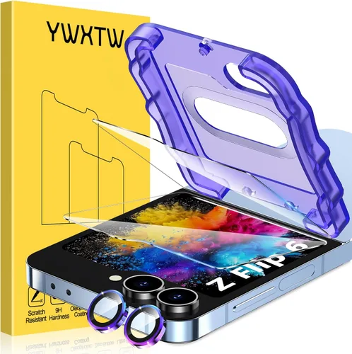 Vista 12 de YWXTW EZ Alignment - Protector de pantalla para Samsung Galaxy Z Flip 6/Z Flip 7 FE, 2 protectores de pantalla de vidrio templado frontal + 1 juego