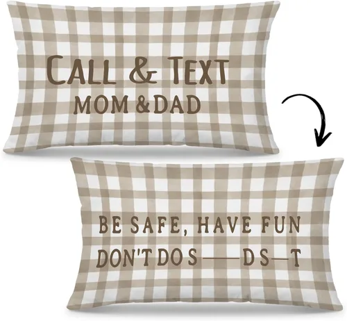 Vista 10 de Mingnei Funda de almohada con texto en inglés "Call Your Mom", divertida funda de almohada reversible decorativa de 12 x 20 pulgadas, regalos