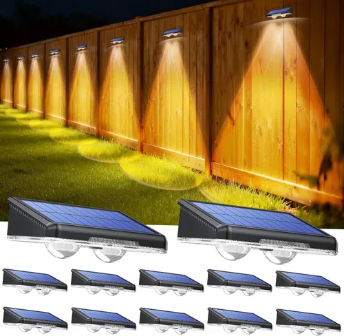 Vista 10 de TECKNET - Luces solares para valla al aire libre, paquete de 8 unidades, blanco cálido y 6 colores y RGB, luz LED impermeable IP66 para cubierta