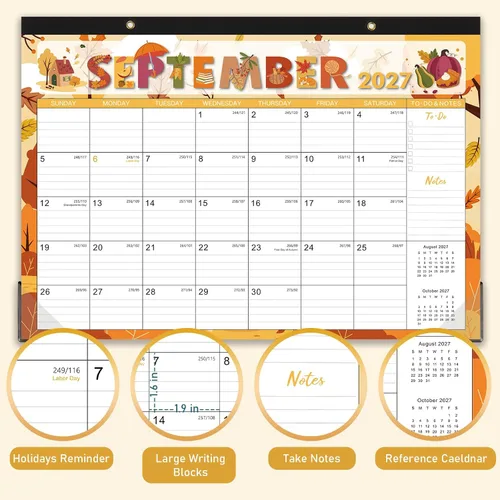 Vista 6 de Calendario de escritorio 2027 - Calendario de escritorio/pared 2027, enero