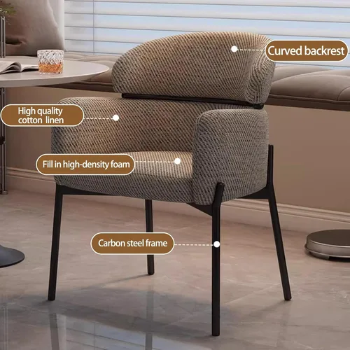 Vista 3 de Sillas de cocina de comedor con lino de algodón, juego de sillas de comedor con cojines, silla de sala de estar con almohadilla antideslizante