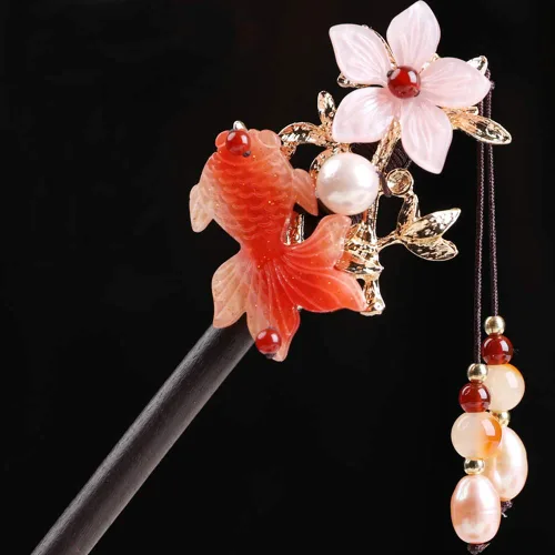 Vista 7 de Pasadores de Cabello de Madera de 7" Palillos para Cabello con Flor Amarilla China para Cabello Largo 1 Paquete Accesorios para Moños para Niña