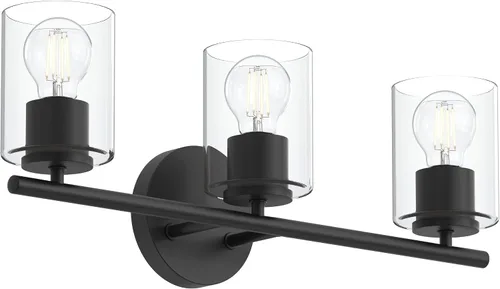 Vista 25 de Progress Lighting Lámpara moderna de tocador de baño de cristal blanco grabado con 4 luces, colección Replay, níquel cepillado (P2160-09)