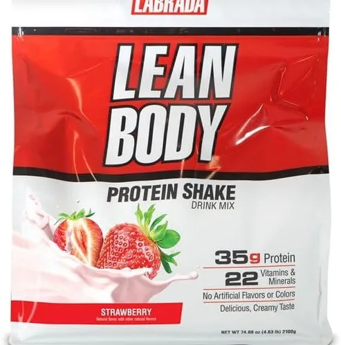 Vista 6 de Labrada Lean Body - Batido de proteína de fresa todo en uno. 1.23 oz de proteína, mezcla de suero, 0.27 onzas de grasas saludables y fibra, 22