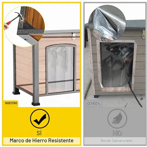 Vista 7 de Aivituvin Casa para Perros de Exterior con Calefacción Perrera para Perros con Forro Aislante y Calentador para Invierno Marco de Hierro Resistente