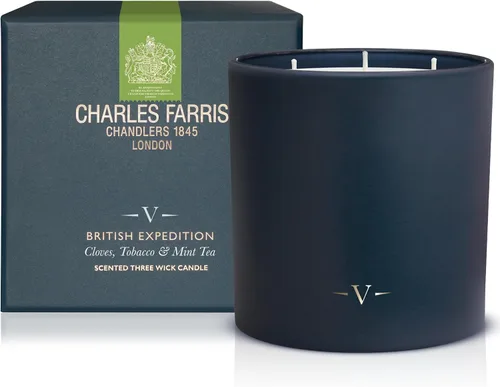 Vista 3 de Charles Farris British Expedition - Vela perfumada de 3 mechas de clavo, tabaco y té de menta
