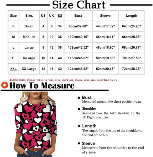 Vista 5 de 34 Sleeve Tops for Women Fashion Valentine's Day Shirts Loose Crewneck Tshirts Classic Blouse to Wear with Leggings