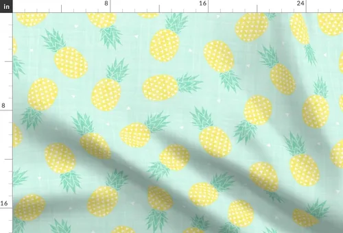 Vista 3 de Spoonflower Tela - Textura de piña Fruta Amarillo Menta Triángulos Piñas Alimentos Cocina Impreso en Tela de Gasa Cuarto Grasa - Costura Ropa