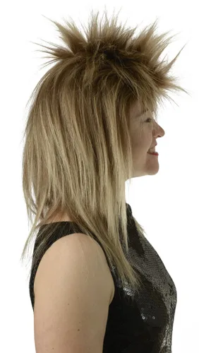 Vista 3 de City Costume Wigs Peluca Rocker de los años 80 Peluca Tina de los años 70, peluca de estrella de rock de los 80, peluca de laberinto de moño rubio