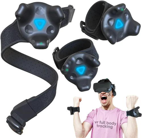 Vista 2 de Skywin VR Tracker Belt and Tracker Strap Bundle (1 Belt and 2 Hand Straps) + VR Glass Stand (2Pack) - HTC Vive Compatible, Adjustable Belt and Hand