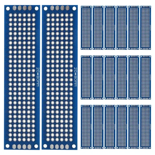 Vista 6 de PATIKIL Placa PCB de doble cara de 2.4 x 1.6 in, 20 piezas de 0.063 in de grosor, placa de circuito PCB FR-4 Perfboard para experimentos