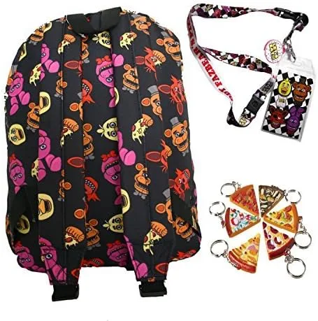 Vista 3 de FNAF Five Nights at Freddy s 17Mochila grande con cordón y llavero con muñeca y dije