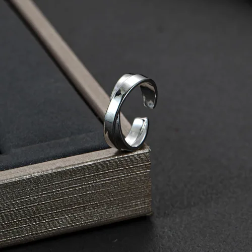 Vista 14 de Anillo de plata de ley 925, minimalista, ajustable, hecho a mano, para mujeres y niñas