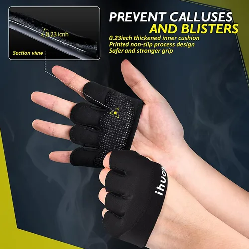 Vista 3 de ihuan Nuevos guantes de entrenamiento de gimnasio para levantamiento de pesas para hombres y mujeres, ideales para levantamiento de pesas
