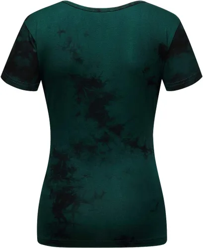 Vista 2 de Beauhuty Blusa de manga corta con cuello en V profundo para mujer, fruncida, sexy, ajustada