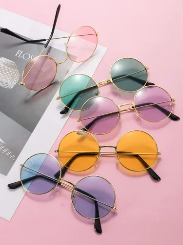 Vista 4 de Blulu 10 pares de gafas de sol John Hippie retro redondas estilo 60 gafas de sol circulares para hombres y mujeres disfraces fiestas regalos