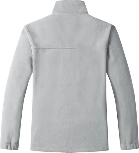 Vista 2 de GIMECEN Chaqueta ligera de forro polar suave con cremallera completa para hombre, abrigo de recreación al aire libre con bolsillos con cremallera