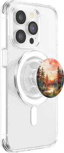 Vista 3 de Sunset Forest Outdoor Pine Tree River Nature PopSockets MagSafe PopGrip para iPhone