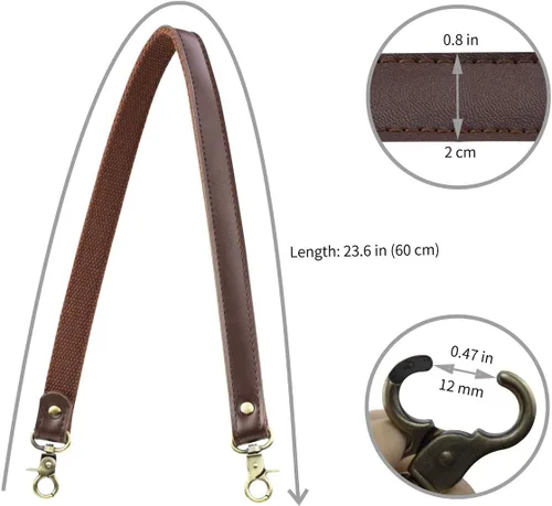 Vista 77 de Allzedream - Bolsa de hombro de repuesto de lona de cuero auténtico, 2