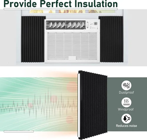 Vista 5 de Flehomo Paneles de espuma de aislamiento de aire acondicionado para ventana, kit de paneles laterales de CA, 17 pulgadas de alto x 9 pulgadas de Gris