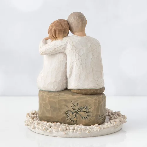 Vista 4 de Willow Tree Anniversary - Decoración para tartas esculpida pintada a mano Cast from a Susan Lordi Original Carving, Carved Flower Base, Lead-Free