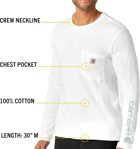 Vista 3 de Carhartt Men's Men's Crew Neck Long Sleeve Pocket Tee
