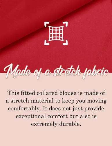 Vista 4 de HOTOUCH Womens Stretch Basic Button Down Shirt Long Sleeve Slim Fit Dress Shirts Solid Work Office Blouses Top