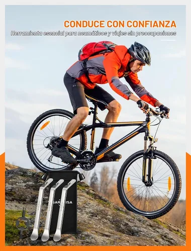 Vista 7 de SARDVISA Palancas de neumáticos de bicicleta Palancas de neumáticos ultra fuertes y cucharas de neumáticos de acero inoxidable, herramienta