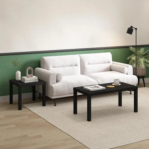 Vista 2 de Furinno Classic Homey - Mesa auxiliar cuadrada Parsons, 1 paquete, color negro