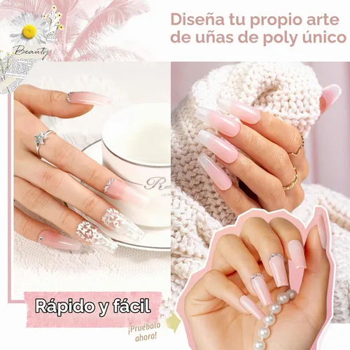Vista 5 de ROSALIND - Gel de uñas de poliéster rosa de 2 onzas, gel de extensión de uñas para mejorar el constructor Pink Nude Poly Nail Gel 60g/2oz, Easy to