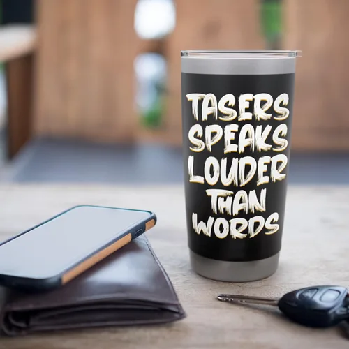 Vista 7 de Tasers Speak Louder Than Words - Vaso aislado de acero inoxidable eléctrico