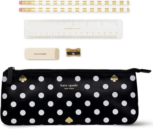 Vista 13 de kate spade new york Estuche para lápices y bolígrafos con artículos de oficina para adultos, bolsa con cremallera que incluye 2 lápices, sacapuntas