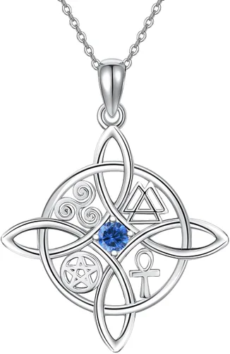 Vista 69 de YAFEINI Collar con dije de nudo de bruja de plata de ley, amuleto de bruja de cruz celta, regalo para mujer