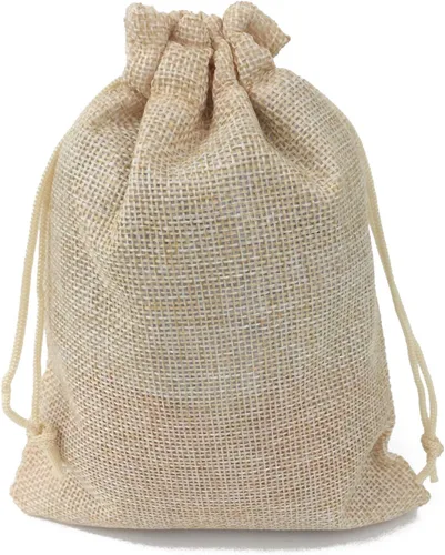 Vista 2 de Bolsas de yute con cordón de ajuste de algodón para regalos, 50
