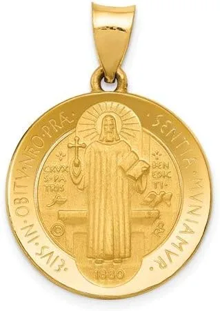 Vista 3 de Medalla de San Benito de oro amarillo de 14 k 0827 x 0748in