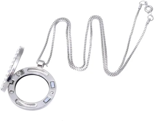 Vista 2 de RUBYCA - Collar con colgante de cristal redondo flotante con memoria, 20.0in, Vidrio, 10 pcs