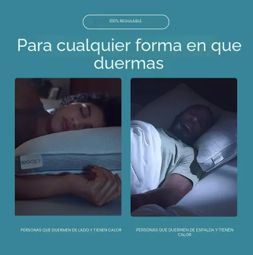 Vista 5 de Coop Home Goods - Almohada Ajustable Cool+ Media Luna, Almohadas de Espuma Viscoelástica con Forma de Rey Tamaño Plus con Gel Refrescante, Soporte
