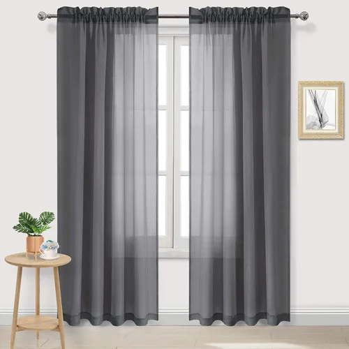 Vista 29 de DWCN Cortinas Transparentes Aqua de Voile Semitransparente con Bolsillo para Barra para Dormitorio y Sala de Estar, 36 x 36 pulgadas de Largo, Juego