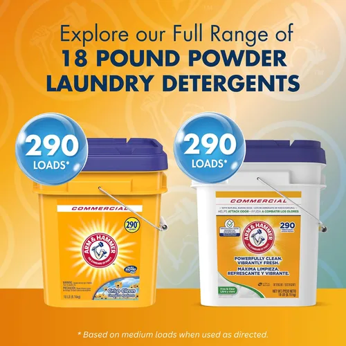 Vista 6 de Arm & Hammer detergente en polvo para la ropa, Crisp Clean, cubo de 18 libras