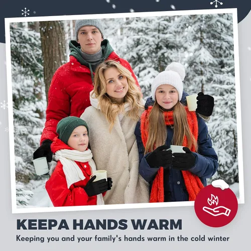 Vista 5 de 96 pares de guantes mágicos de invierno a granel, elásticos y cálidos, guantes térmicos gruesos de punto para hombres y mujeres, regalo cálido