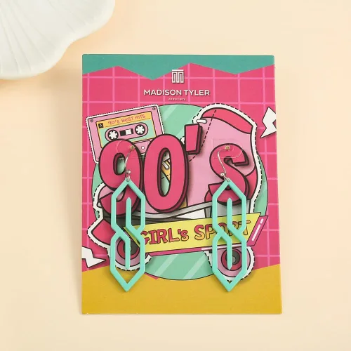 Vista 6 de Madison Tyler Aretes deportivos de los años 80 y 90 para mujer, divertidos aretes colgantes para mujer, aretes colgantes vintage de los años 90
