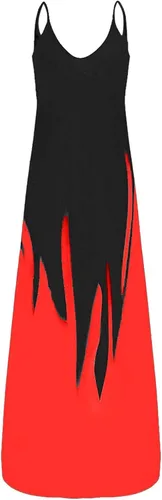 Vista 3 de Oiumov Vestido bohemio para mujer casual de verano sexy con tirantes delgados estampado de playa vestido largo con bolsillos