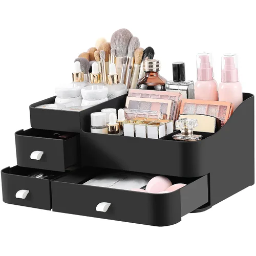 Vista 4 de Organizador de perfume de colonia con cajones, almacenamiento de perfumes grandes para encimera, soporte de perfume para colonia, desodorante