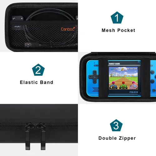 Vista 5 de Canboc Carrying Case for WELLST·G Handheld Game -Preloaded 220 Retro Video Games/ My Arcade Atari Pocket Player Pro Game Console, Mesh Pocket fits