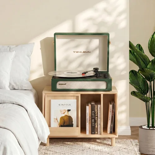 Vista 7 de Vinyl Record Player with Speakers Bass & Treble Control Turntable Green