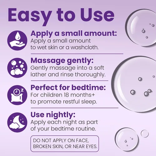 Vista 5 de Gel de baño de magnesio para niños Gel de baño de magnesio para dormir, relajación y noches tranquilas Limpiador calmante con lavanda